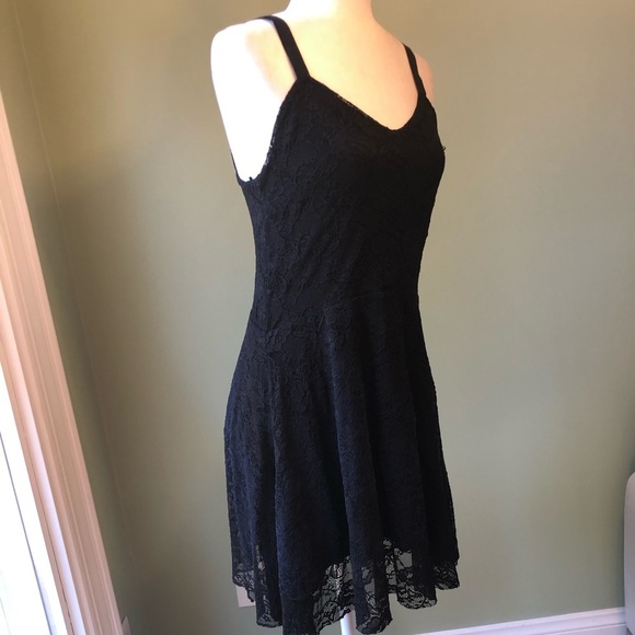 Free People Black Lace Spaghetti Strap Mini Dress - Size Small - Picture 6 of 11